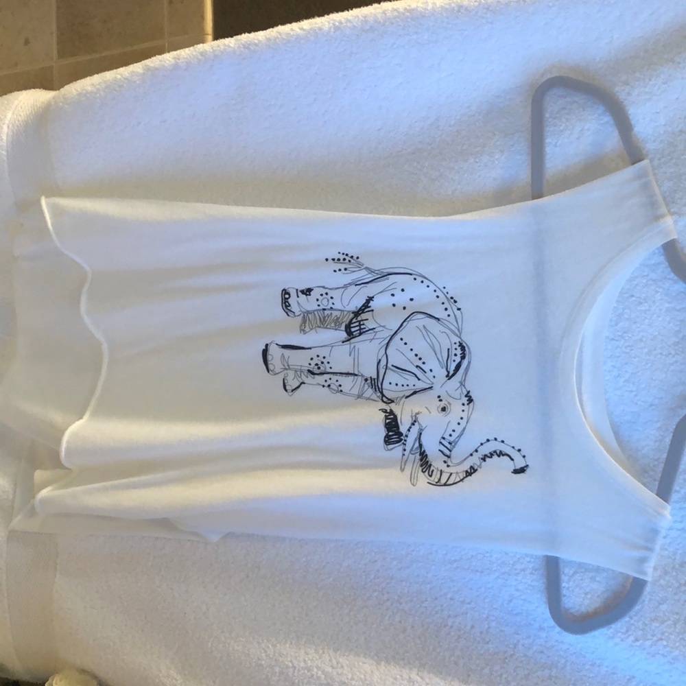 White elephant tank top fun with shorts or jeans